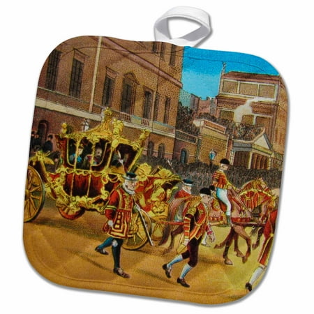 

3dRose Coronation of King Edward Vintage Carriage Procession British 1910 - Pot Holder 8 by 8-inch