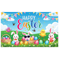 thumbnail image 3 of Colorful Easter Themed Banner with Bunny Chick and Egg Elements Happy Easter Party Decorations Backdrop for Easter Celebrations Photography Props Family Gatherings, 3 of 8