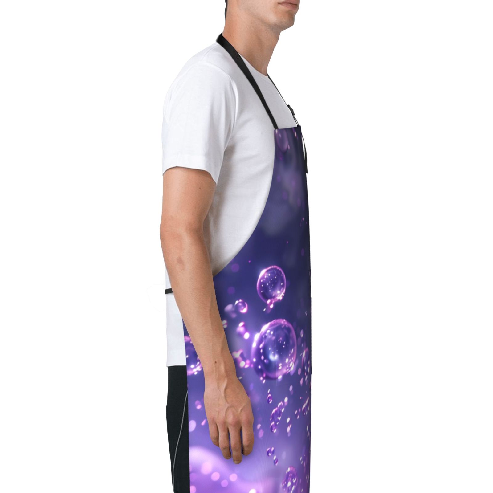 Picia Purple Bubble Abstract Art Waterproof Apron for Unisex Adult - Adjustable Bib Apron with Pockets, Ideal for Cooking, Gardening, Painting, and Household Chores