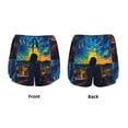 thumbnail image 3 of Yiaed Abstract Starry Sky Print Women's Running Shorts with Liner 3 Zipper Pockets Elastic Workout Athletic Gym Yoga Shorts-X-Large, 3 of 7