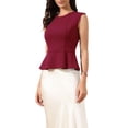 thumbnail image 4 of INSPIRE CHIC Peplum Vest for Women's Elegant Sleeveless Crew Neck Flared Hem Work Office Tank Tops XL Burgundy, 4 of 5