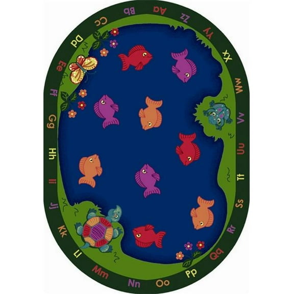 Joy Carpets 1498BB FishiN Fun 3 ft.10 in. x 5 ft.4 in. Oval  WearOn Nylon Machine Tufted- Cut Pile Educational Rug