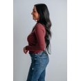 thumbnail image 3 of Evelina Mock Neck Top - Wine, 3 of 5