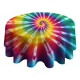 thumbnail image 4 of Rainbow Tie Dye Mandala Pattern Round Tablecloth 60"x60",Wrinkle Wipeable Table Cloth for Kitchen Dining Room Picnic Patio Party, 4 of 6