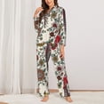 thumbnail image 3 of Disketp Pajamas Set Long Sleeve Sleepwear Womens Button Down Nightwear Pj Sets-Dark Enchanted Flowers And Birds, 3 of 9