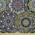 thumbnail image 2 of Ambesonne Flower Fabric by the Yard Upholstery, Floral Motifs of Mandala, 5 Yards, Purple Quartz and Sand Brown, 2 of 5