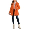 thumbnail image 2 of Abrigo largo de invierno de doble botonadura con cuello Peter Pan para mujer Inspire Chic en color naranja, talla XS, 2 of 5