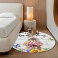 thumbnail image 3 of Spring Groundhog Round Rug 4ft Washable Circle Entryway Rugs Non Slip Watercolor Sunflower Botanical Vintage Area Rug Indoor Floor Carpet for Bedroom Kitchen Living Room Home Office Dining Room, 3 of 8
