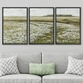 thumbnail image 2 of PixonSign Framed Wall Art Set White Daisy Flower Country Farm Field Nature Wilderness Modern Artwork Watercolor Landscape Decor Chic for Living Room, Bedroom, Office - 24"x36"x3 Panels Black, 2 of 5