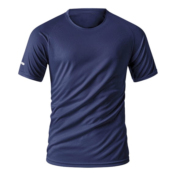 OGLCCG Quick Dry Ice Silk Athletic T-Shirts for Men Crewneck Short Sleeve Moisture Wicking Tee for Running Breathable Cool Workout Shirts,XXL,Dark Blue