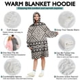 thumbnail image 5 of Wearable Oversized Blanket,Black Geometric Diamond Pattern Wearable Blanket Hoodie for Adults,Cozy Hooded Blankets with Super Pockets,Super Warm Fuzzy Pullover for Women & Men, 5 of 6
