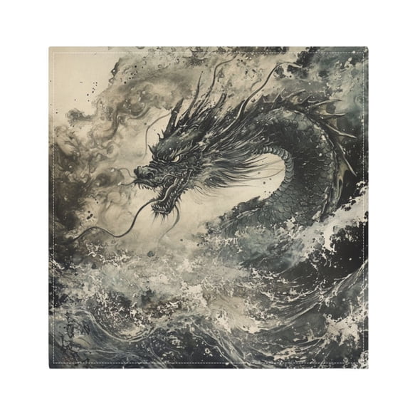 WOBOGO Cyan Dragon Cloth Napkins 1 Piece Soft Elegant Touch Durable Absorbent Quick Drying for Elegant Dining