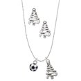 thumbnail image 1 of Delight Jewelry Silvertone 3-D Soccer ball Silver tone Zig Zag Christmas Tree Charm Necklace and Stud Earrings, 1 of 4
