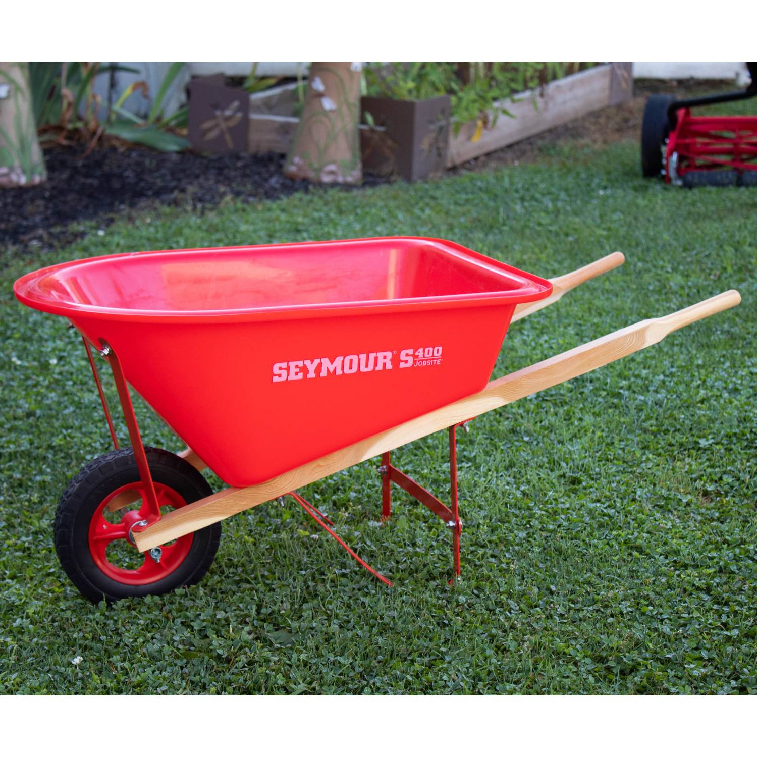 Seymour Fully Functional Metal Frame Poly Bed Wheelbarrow for Kids, Children, Red - image 3 of 4