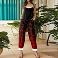 thumbnail image 5 of WTOBBY Women's Casual Loose Retro Jumpsuit with Halloween Print, Suspenders in Cotton and Linen Fabric, Adjustable for a Comfortable and Stylish Fit,RedM, 5 of 6
