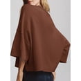 thumbnail image 3 of Short Sleeved Solid Color Women Casual Crewneck Knit Crop Sweater Tops, 3 of 5