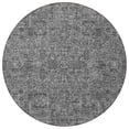 thumbnail image 5 of 8' Charcoal And Silver Round Floral Washable Indoor Outdoor Area Rug, 5 of 5