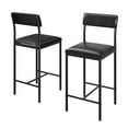thumbnail image 3 of Dextrus Bar Stools Set of 2, PU Upholstered Breakfast Bar Stools Kitchen Barstools, Dining Room Chairs, Black, 3 of 9