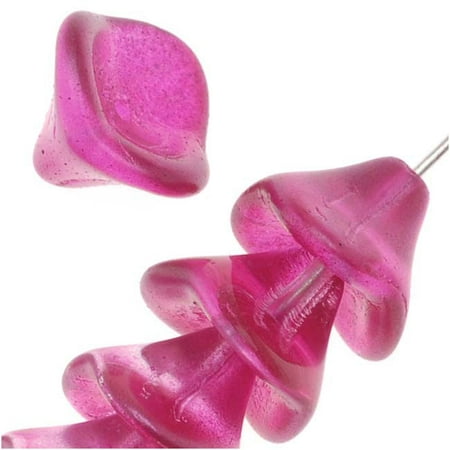 Czech Glass Bracelet - Czech Glass Beads Three Petal Flower 12mm Magenta Pearl (12)