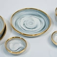thumbnail image 4 of Ozarke Modern Nordic Golden Border Marble Tableware, Fine Bone China (Set of 9), 4 of 11