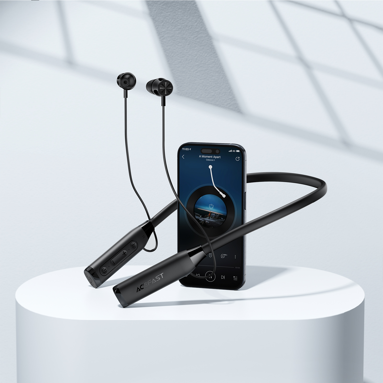 ACEFAST Neckband Bluetooth Earphones with LED Display,160H Ultra-Long Battery Life, Bluetooth 5.4 & TF Card Support for Game Sport Work