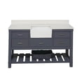 thumbnail image 2 of Charlotte 60" Single Farmhouse Bathroom Vanity with Marine Gray Cabinet and Quartz Top, 2 of 7