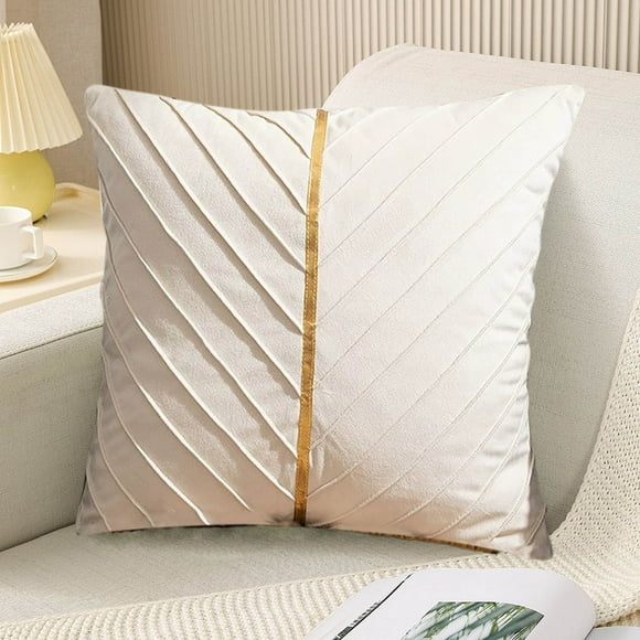 Pillow Cover, Staron 2026 Solid Color Velvet Pleated Pillowcase, Quilted PV Velvet Cushion for Sofa Headboard Office Lumbar Support Waist Protection
