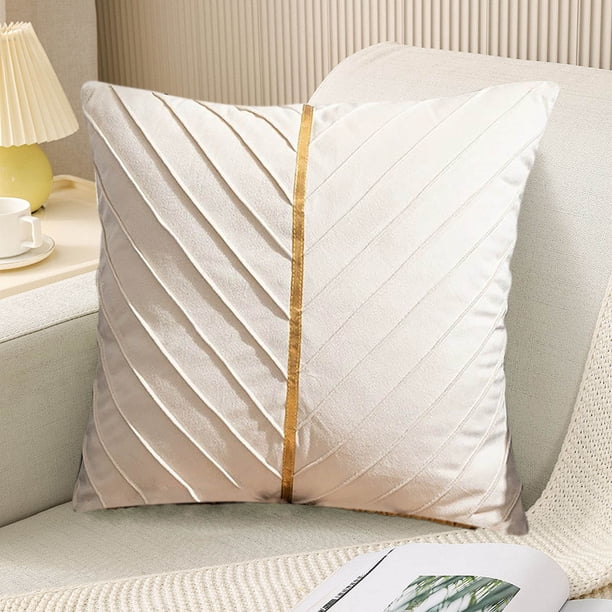 Funda de almohada plisada de terciopelo liso para sofá, cabecero u oficina | Cojín de apoyo lumbar para cintura y espalda | Funda de almohada decorativa acolchada de 45 x 45 cm