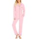 thumbnail image 1 of Conjunto de pijama SWOMOG para mujer de manga larga con botones, color rosa, 1 of 6