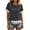 #0171-Black, variant on Uootdi Beach Tops for Women Crew Neck Short Sleeve Fringe Trim Cuff And Hem Polka Dot Print Soft Knit Boho Tops for Women Loose Fit Beach Vacation Lightweight Airy Womens Tees