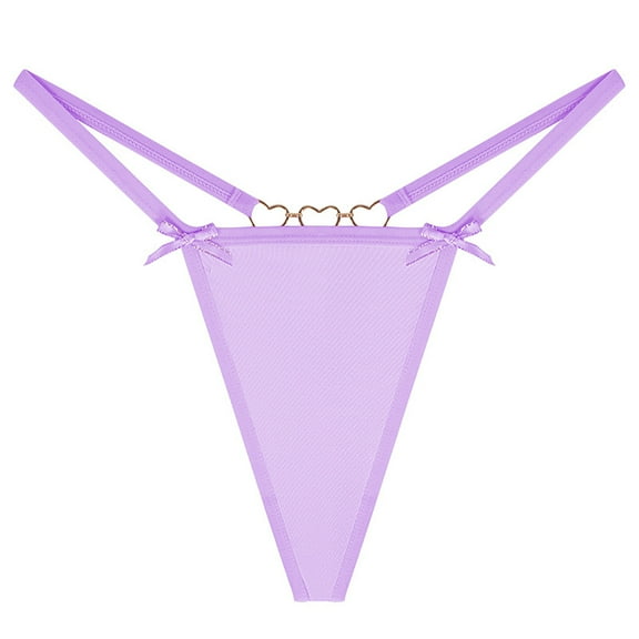 Panties for Women,European Style Low Waisted Thong Underwear with Chain Bow Tie Detail Seamless Comfort for Women,Womens Underwear,Purple,S