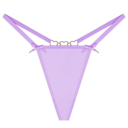 BYHONG European and Women s Thong Hot and Sexy Chain Bow Tie Low Waisted Seamless Women s Underwear Panties for Women Pack Purple M