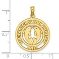 thumbnail image 3 of 14K Yellow Gold Polished Finish KENNEBUNKPORT Maine with Double Dolphins in Circle Design Charm Pendant, 3 of 4