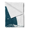 thumbnail image 2 of Whale Soft Flannel Fleece Throw Blanket, Big Mammal Swimming in a Wavy Ocean Stars and Old Antique Ship Artwork Print, Cozy Plush for Indoor and Outdoor Use, 50" x 70", Teal White, by Ambesonne, 2 of 5