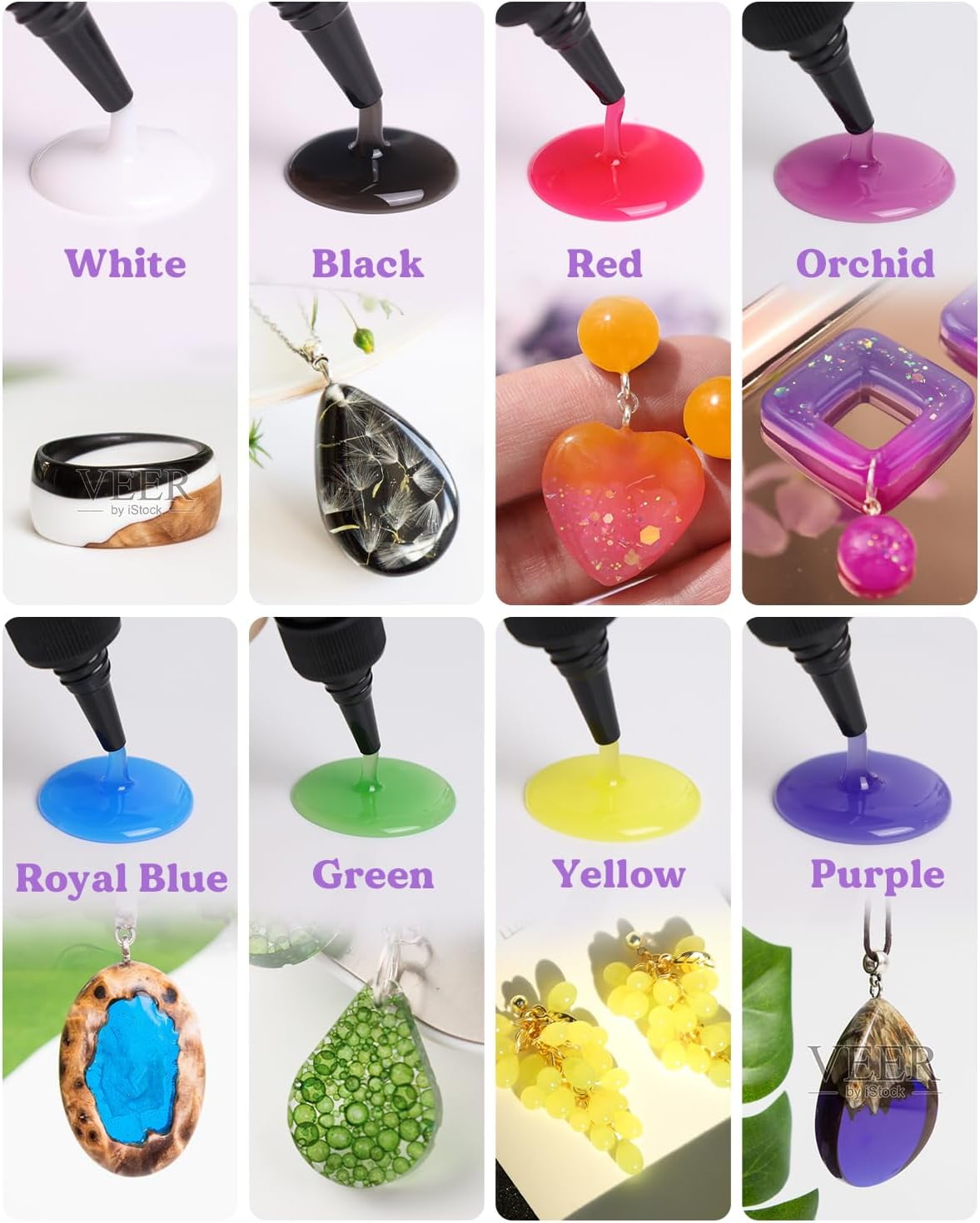 LET'S RESIN UV Resin,18 Dark Colored UV Resin, Odorless & Low Shrinkage UV Color Resin with Vibrant Colors, Black and White UV Resin Kit for Crafts, Jewelry Making, Colored Resin Casting and Coating