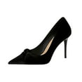 thumbnail image 3 of Juebong Bow Tie Pointed Toe Shallow Mouth High Heel Elegant Women's Wedding Pump Shoes Party Slip-on 2025 Fashion Shoes Black,39, 3 of 8
