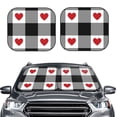 thumbnail image 2 of Xecao Heart Black Buffalo Plaid Gingham for Foldable Car Sun Shades (2-Pack) offer sun protection with an easy-fold design for convenient windshield shading., 2 of 7