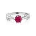 thumbnail image 2 of Gem Stone King 925 Sterling Silver Red Ruby Gemstone Birthstone Wedding Engagement Women's Ring 6 Prongs (1.24 Cttw Round Available 5,6,7,8,9), 2 of 5