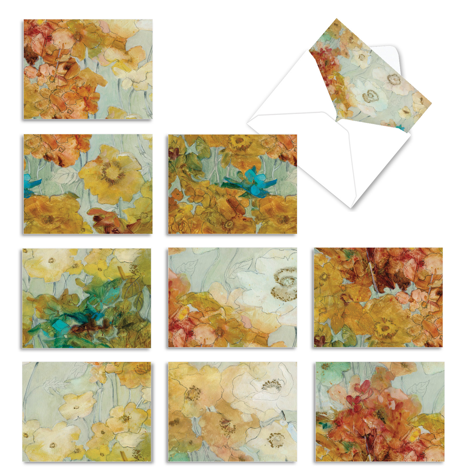 10 All Occasion Blank Note Cards Pack (4 x 5.12 Inch) - BATIK BLOSSOMS ...