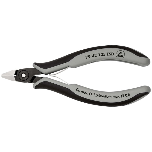 KNIPEX 79 42 125 ESD Pinzas de precisión de corte diagonal para electrónica ESD Con fundas en dos componentes bruñido 125 mm