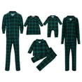 thumbnail image 3 of VNKIDY Infant Christmas Family Matching Green Plaid Romper Long Sleeve Lapel Jumpsuit With Button Details For Home Relaxing Holiday Onesie, 3 of 8