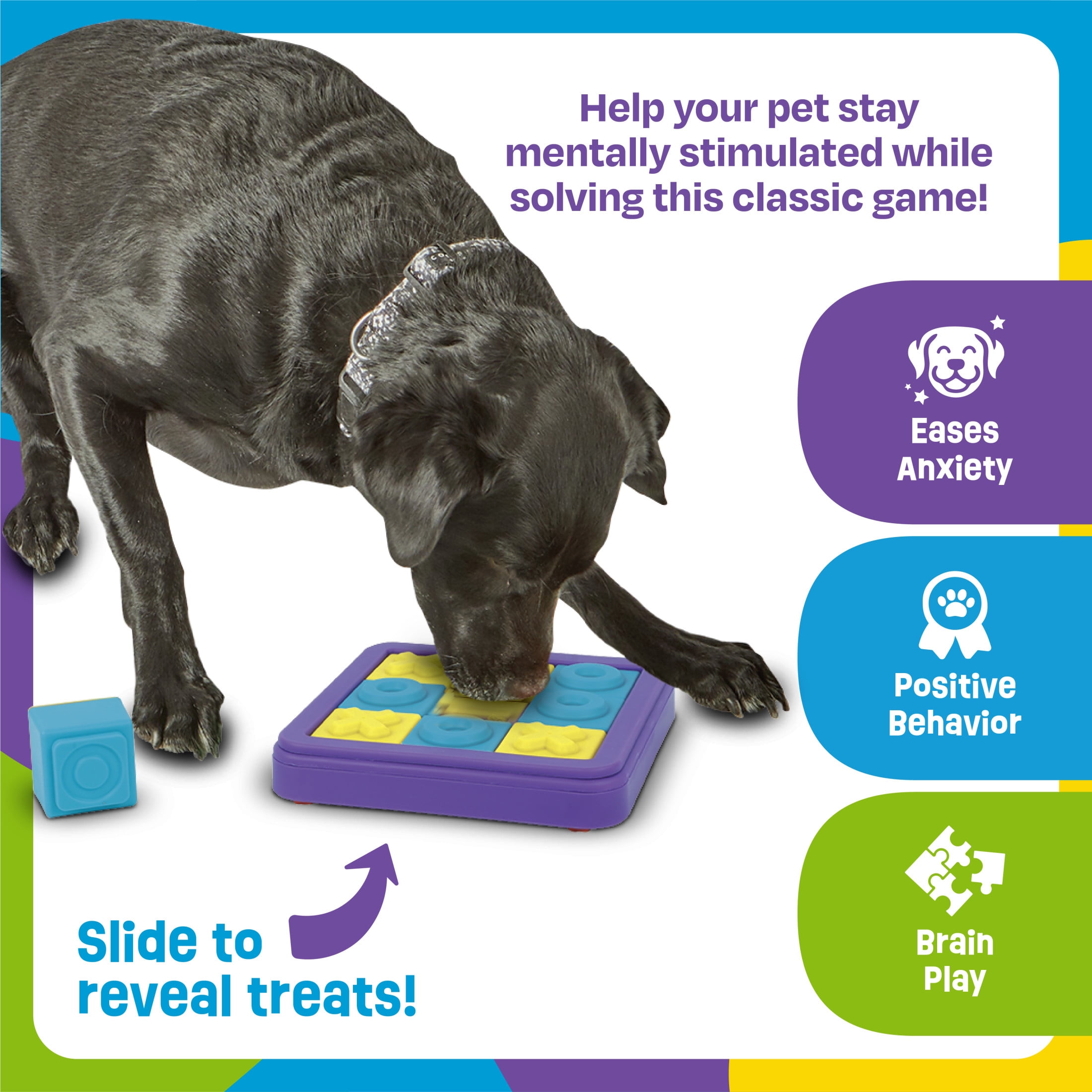 Brightkins  Tic-Tac-Toe Treat Puzzle, Enrichment Interactive Dog  Birthday Toys
