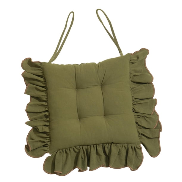 Cojín de silla con lazo antideslizante para sillas de comedor, cojín decorativo con volantes Verde