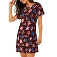thumbnail image 2 of Picia American Stars1 Pattern Women’s Nightdress – Casual Short-sleeved Loose-Fit Sleepwear, Soft Cotton Short-Sleeve Sleep Shirt for Relaxation & Comfort, 2 of 6