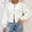 White, variant on Women's Tie Front Bow Cardigan Sweaters Knit Long Puff Sleeve Trendy Fall Winter Jacket Coats Beige XL(XL)