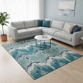 thumbnail image 2 of HomeRoots 662679 8 x 10 ft. Teal & Ivory Ikat Transitional Washable Machine Made Rectangle Area Rug with UV Protection, 2 of 9