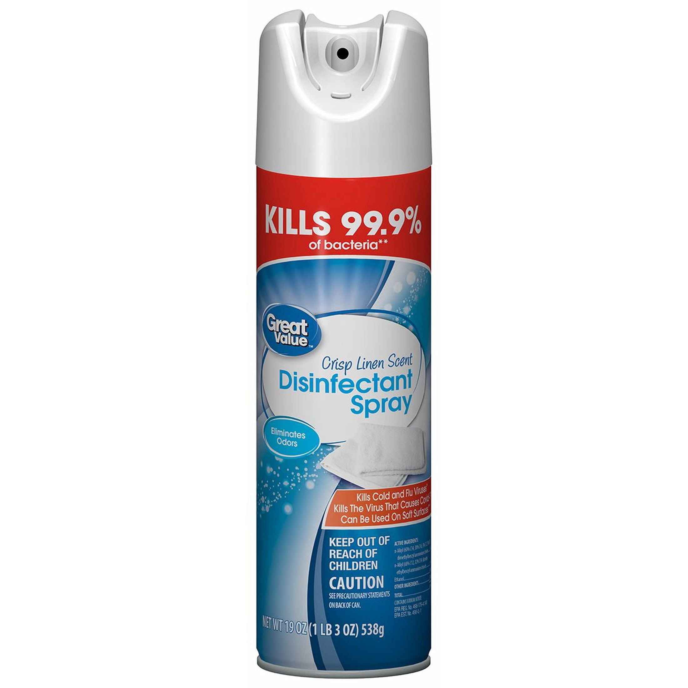 Great Value Disinfectant Spray Linen 19 oz Crisp Linen (1 Pack)