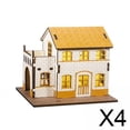 thumbnail image 1 of 4x Casa En Miniatura Iluminada Casa De Jardín Artesanía De Madera Para Festival De Mantel Interior A 9,8 Cm X 7,5 Cm X 9,3 Cm, 1 of 8