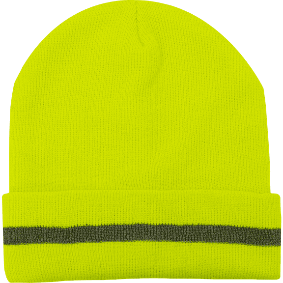 Ironwear 1243 Hi-Vis Reflective Beanie Hat | 100% Acrylic Knit (Lime)