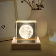 thumbnail image 1 of OULII 1 Set of LED Nightlight Base Rubber Wood Stand Khaki for Family, 1 of 5